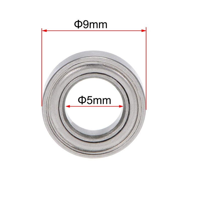 uxcell SMR95ZZ Stainless Steel Ball Bearing 5x9x3mm Shielded MR95ZZ Bearings 5pcs