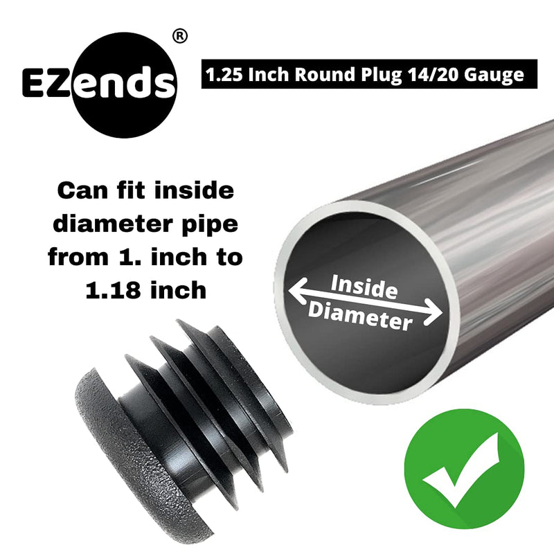 50 Pack 1 1/4 Inch Round Plastic Plug, Pipe Tubing End Cap, Round Plastic Tubing Plug, Durable Chair Glide, 14-20 Gauge (50, 14-20 Gauge) by EZENDS 50 14/20 Gauge