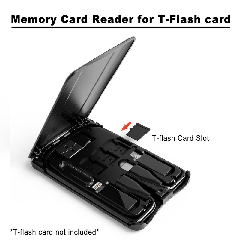 Data Cable Box with Wireless Charger, Multi-Type Charging Cable Convertor, Multi-Function Wireless Charger Adapter, Built-in Card Reader, Can Use as Phone Holder