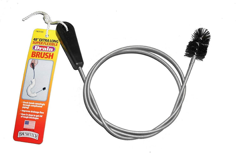 FryOilSaver Co, B313C, Extra Long Drain Cleaning Brush, Length 48", Super Flexible Drain Cleaning Tool, Drain Clog Remover Brush