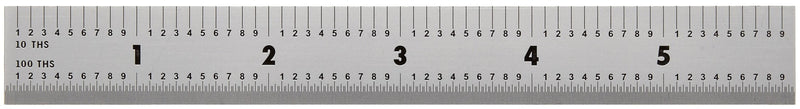 Mitutoyo 182-103, Steel Rule, 6" (5R), (1/32, 1/64", 1/10", 1/100"), 3/64" Thick X 3/4" Wide, Satin Chrome Finish Tempered Stainless Steel