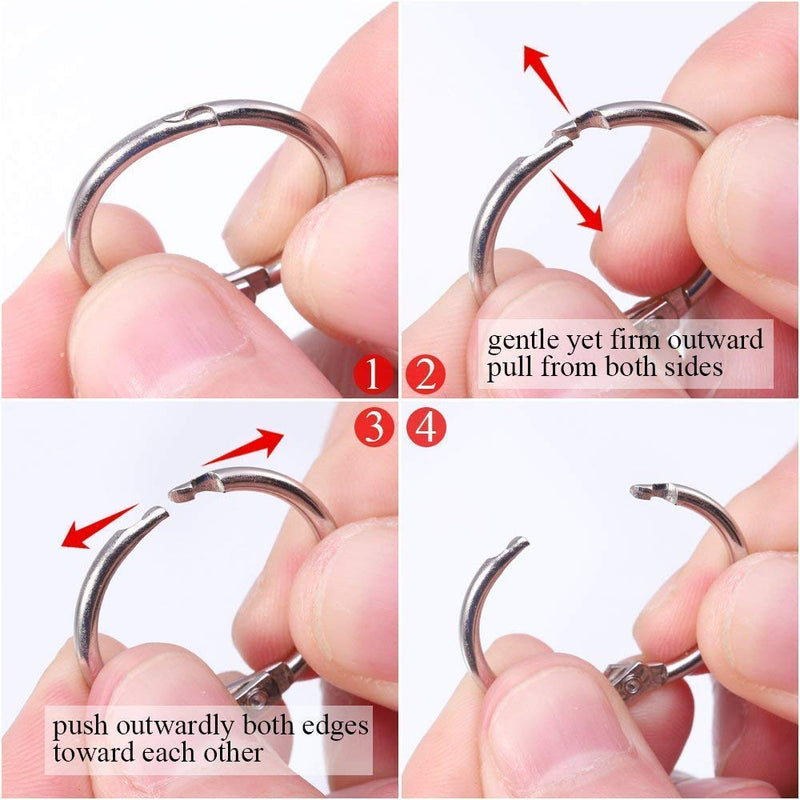 Antner 50 Pack Loose Leaf Book Binder Rings 1.2 Inch Nickel Plated Key Rings O-Ring for School Home Office 1.2 Inch/30mm