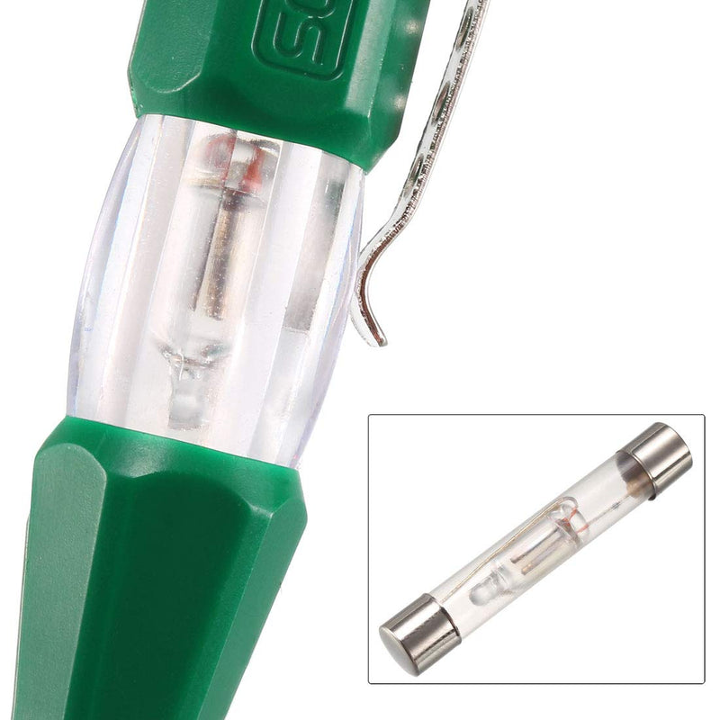uxcell Voltage Tester AC 100-500V with 3mm Slotted Screwdriver with Clip for Circuit Test, Green, Pack of 5