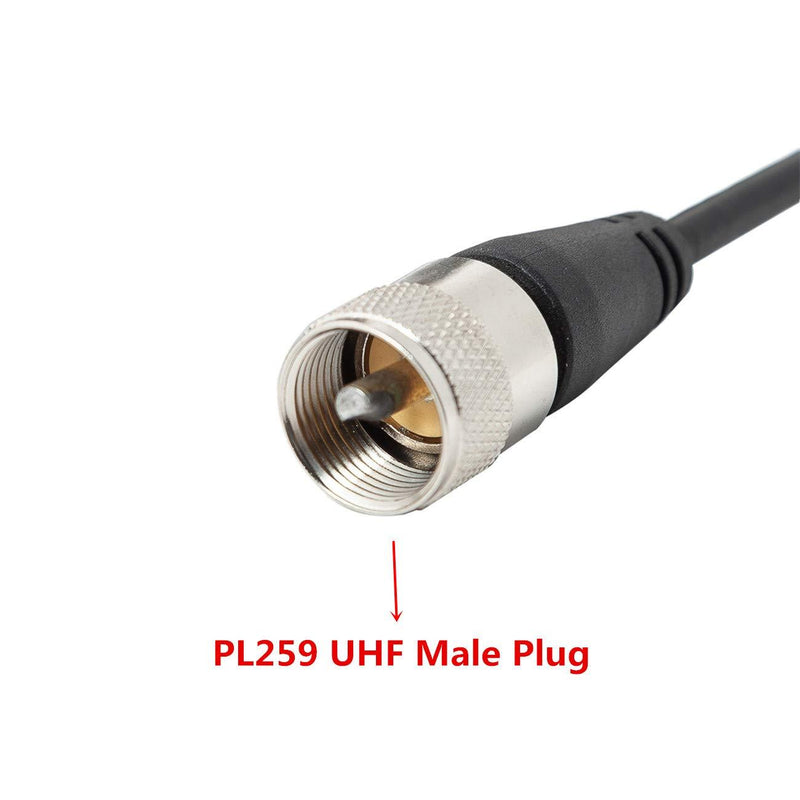 CB Radio Cable, PL259 Jumper, 3FT(1m) RFAdapter PL-259 UHF Male to Male Connector Coax RG58 Cable, 50 Ohm Low Loss for Radio Antenna 3FT(1m)