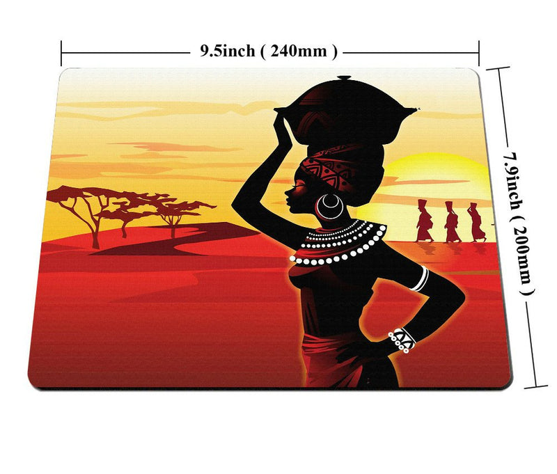 Smooffly Nonslip Gaming Mouse Pad Custom,African Woman Mouse Pad (Red Yellow)