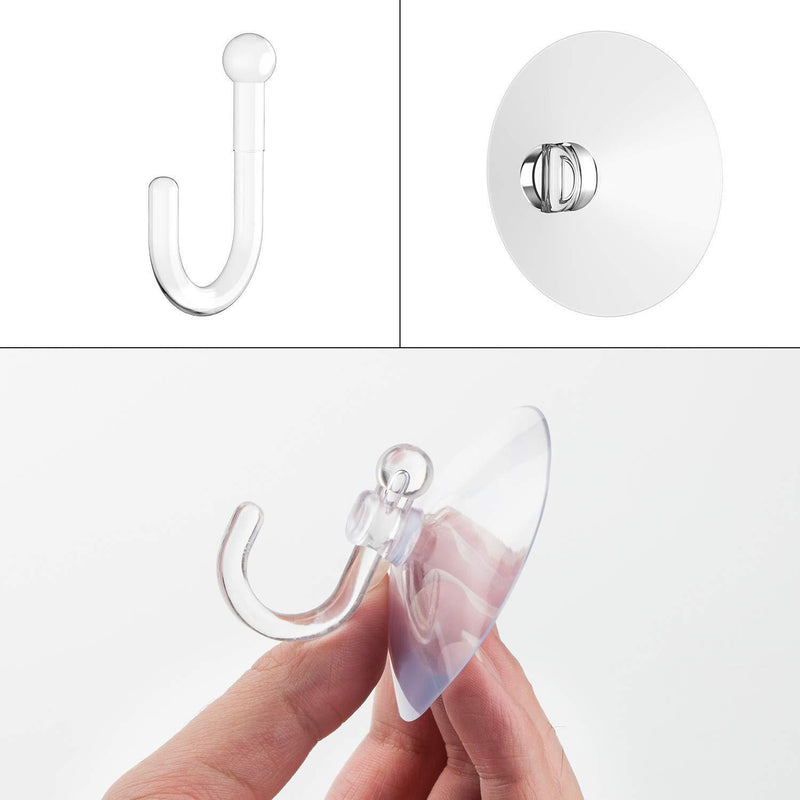 Suction Cup Hooks, 2.36Inches Strong Clear Cup Plastic Hooks, Heavy Duty Home Kitchen Bathroom Wall Window Hook Hangers(12Pack) Clear 6cm