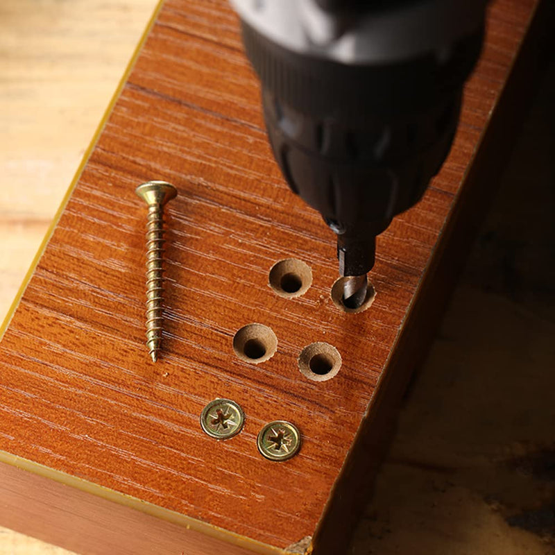 Countersink drill set for woodworking, 5-piece 1/4" twist drill with countersink attachment, 5-piece HSS twist drill with a wrench
