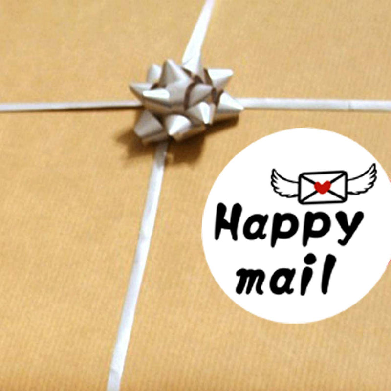 Happy Mail Stickers 1.5 Inch Happy Post Mail Mailing Stickers - Happy Mail Thank You Roll Stickers for Packaging 500 Pcs Packaging Stickers for Envelopes Small Business Supplies (White, 1.5 Inch) White