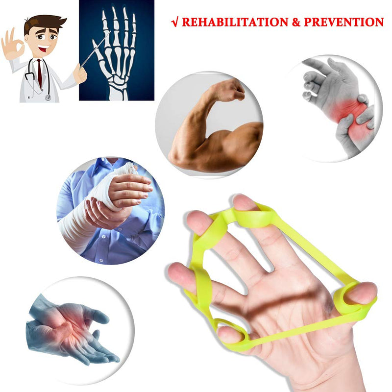 Hand Grip Strengthener, Finger Exerciser, Grip Strength Trainer (6 PCS),New Material,Forearm Grip Workout, Finger Stretcher, Relieve Wrist Pain, Carpal Tunnel. (Finger Exerciser)