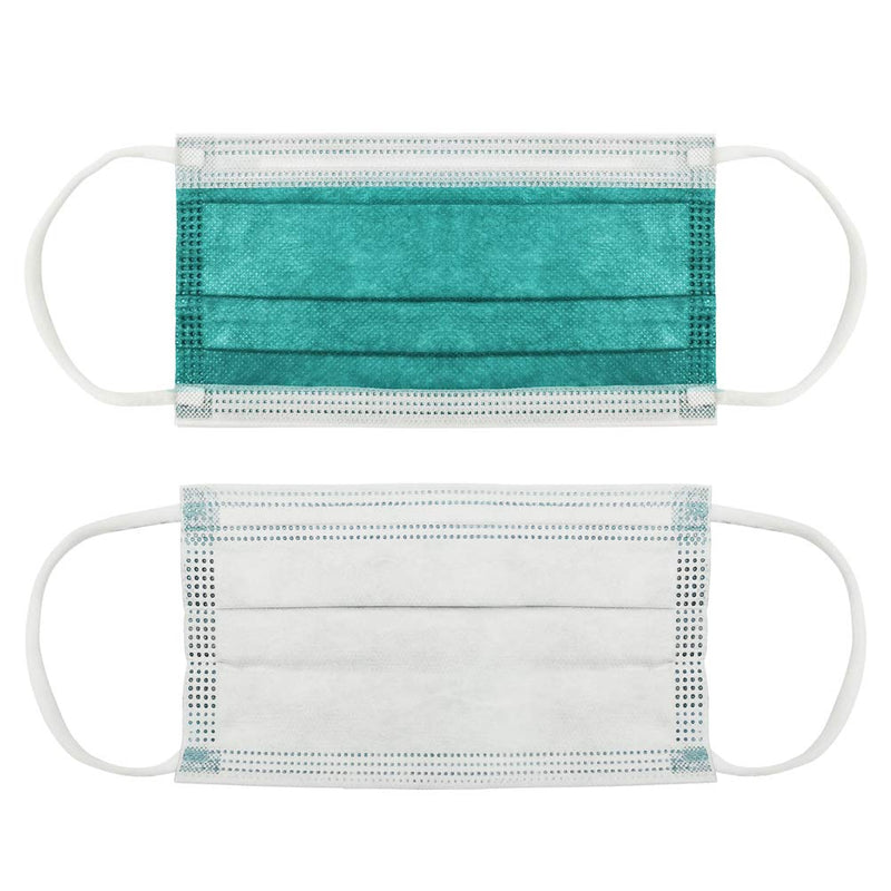 Disposable Face Mask 4-Ply for Adult, Soft Face Masks, Breathable Safety Mask Green