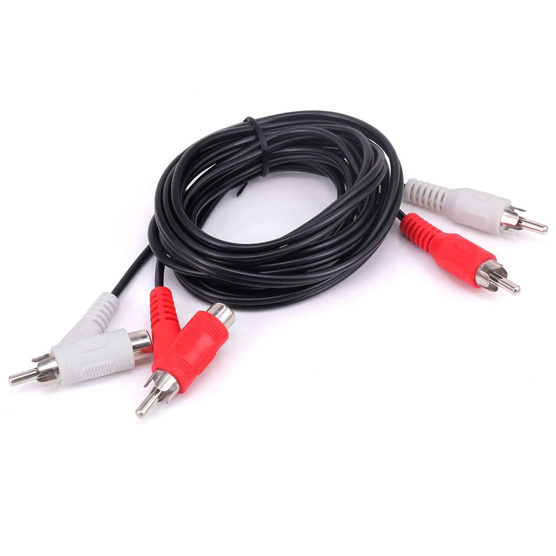Yeworth RCA Audio Piggyback Extender Cable, 5Ft 2 RCA Male to 2 RCA Male + RCA Female Piggyback Extension Audio Video AV Adapter Cord