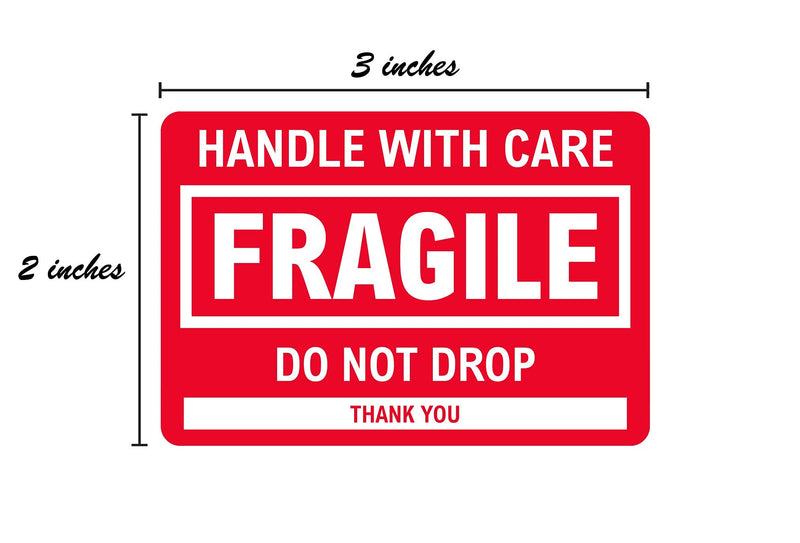 2" x 3" Fragile Stickers Handle with Care Shipping/Packing Label