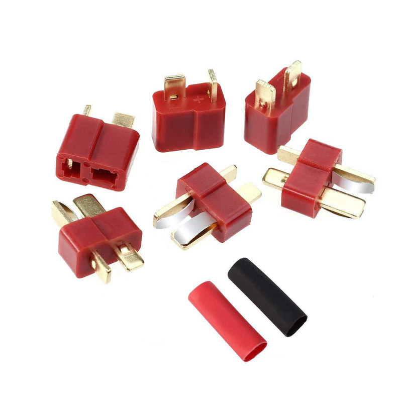FLY RC 10 Pairs Deans T Plug Connectors Male and Female with 20pcs Shrink Tubing for RC LiPo Battery Deans T (10Pairsï¼‰