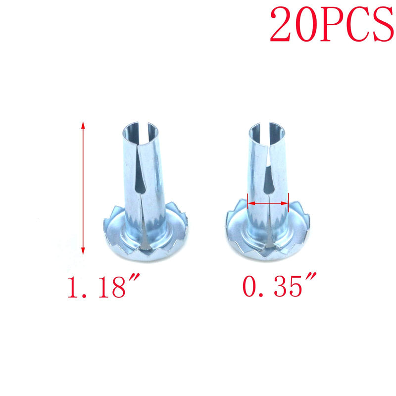 MY MIRONEY 20-Pack Caster Sockets Metal Caster Stem Sleeve Wheel Socket Furniture Insert for Stem Caster,Grip Ring Caster