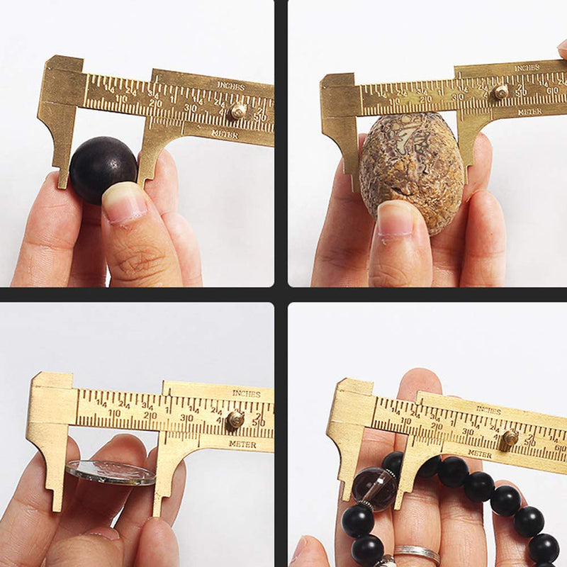 1 Piece Brass Vernier Caliper Brass Sliding Vernier Caliper Mini Brass Pocket Caliper Double Scale Digital Sliding Caplier Measuring Tool 80 mm, 3.15 inch