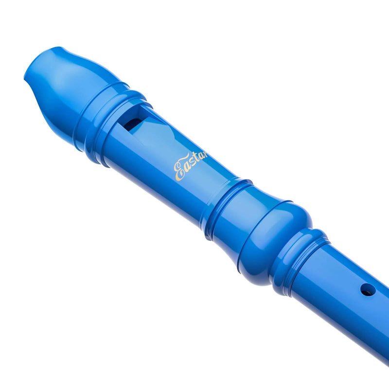 Eastar ERS-21GB ABS Soprano Recorder German Style Key of C, with Thumb Rest + Fingering Chart + Cleaning Rod + Cotton Bag, Blue