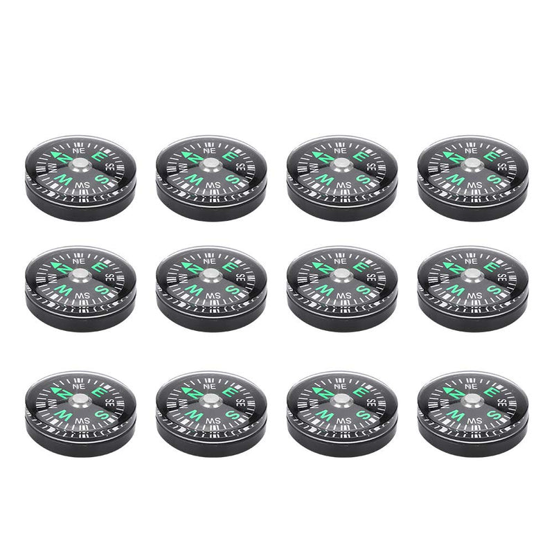 12 Pcs Button Compass, 20mm Mini Pocket Oil Filled Compass for Hiking Camping Outdoor Activities Accessory