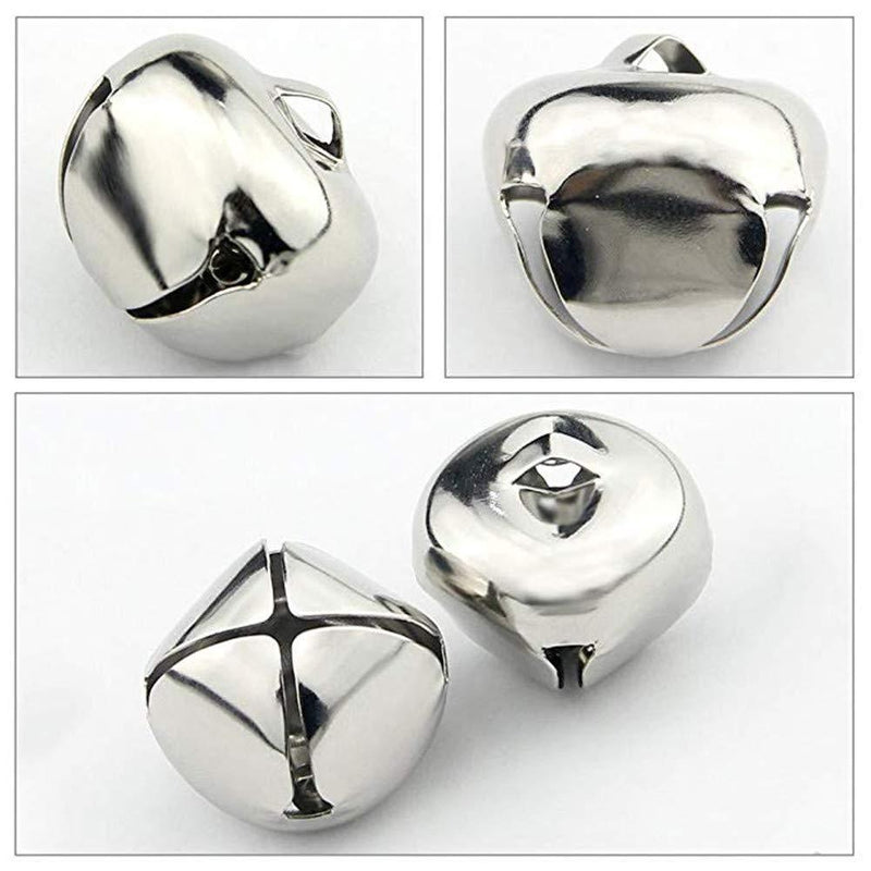 Jingle Bells, 1 Inch Craft Bells Bulk DIY Bells for Christmas Festival Decoration Home Decoration, 50pcs, Silver