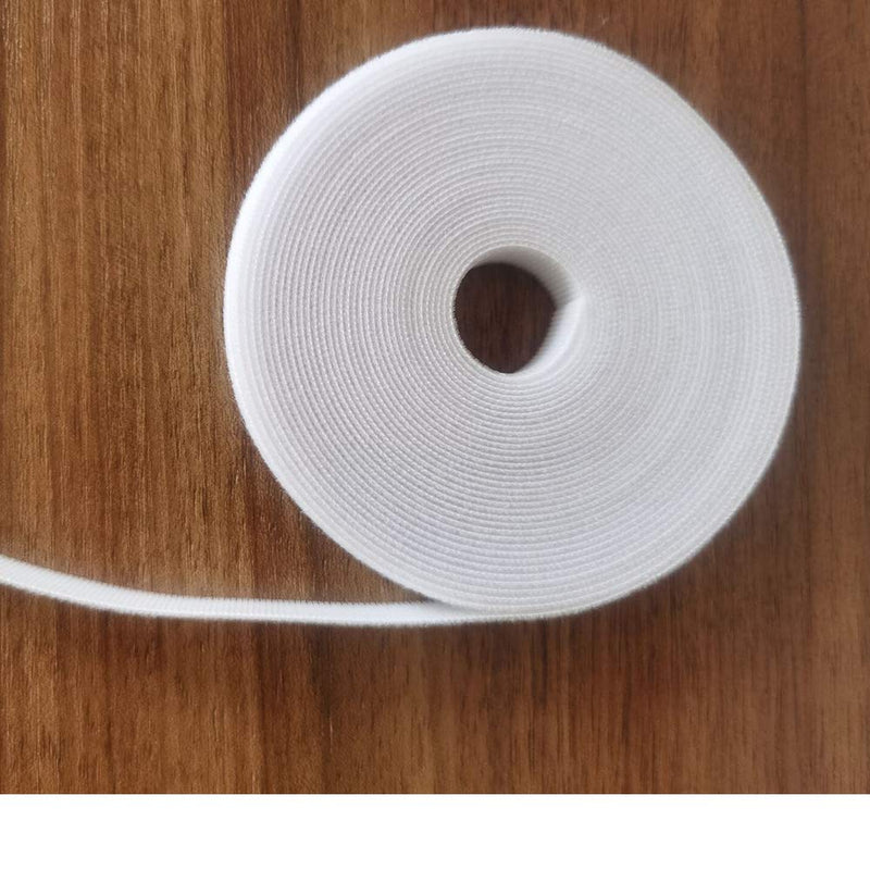 1/2 inch Hook & Loop Fastening Tape/Cable Tie for Electrical Cord 20ft Long Reuable Cable Straps (White)