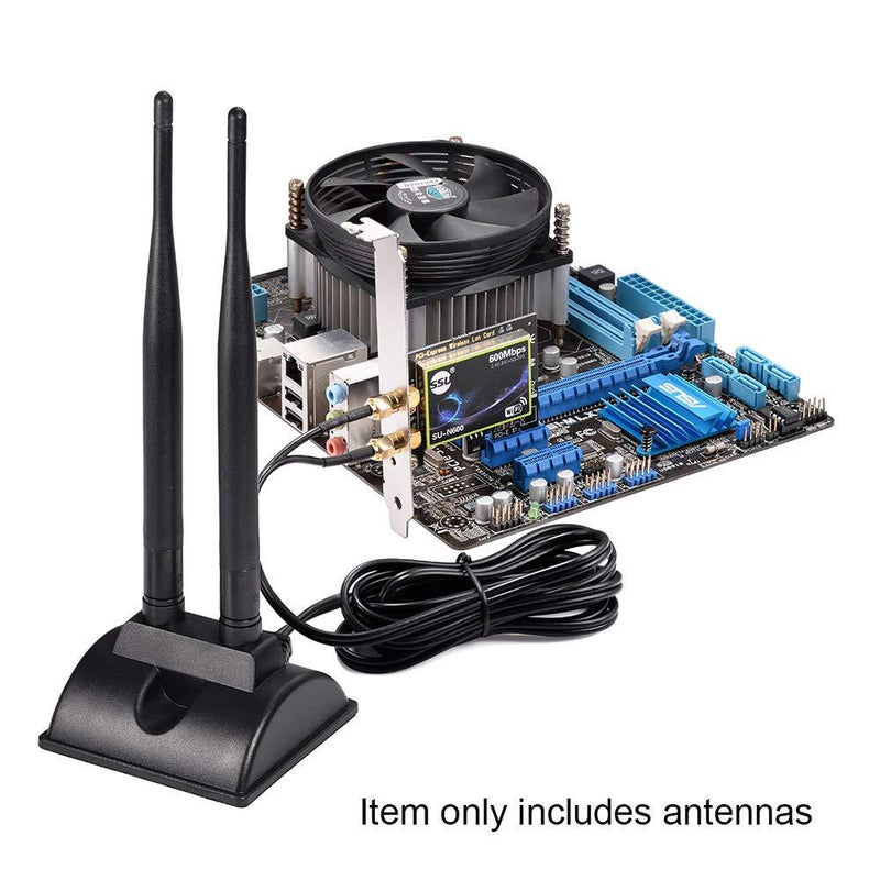 Eightwood Dual WiFi Antenna with RP-SMA Male Connector, 2.4GHz 5GHz Dual Band Antenna Magnetic Base for PCI-E WiFi Network Card USB WiFi Adapter Wireless Router RP-SMA Antenna