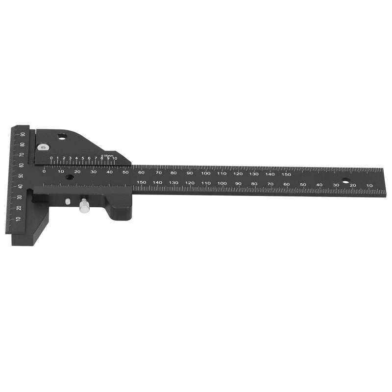 Fafeicy 0~210mm T-type ruler with 0.05mm accuracy, aluminum alloy multifunctional wooden ruler, with two vertical end scales, for multifunctional line drawing and measurement