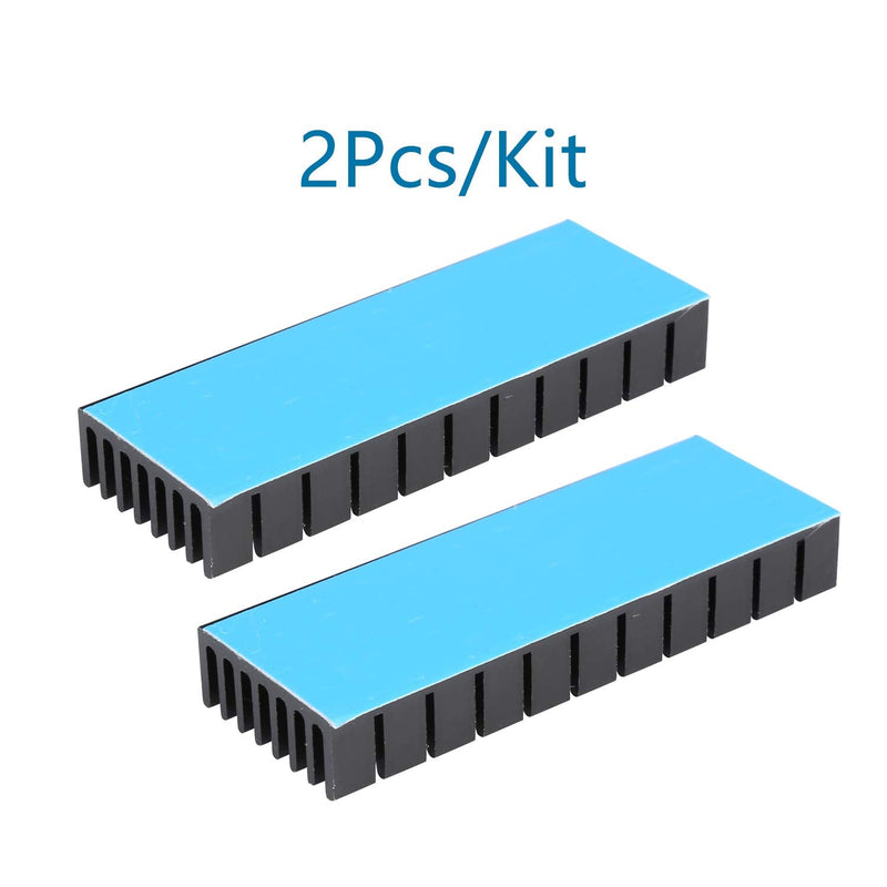 Awxlumv 2Pcs Small Heatsink 2.8 x 1 x 0.4 Inch / 70 x 25 x 10 mm with Pre Thermal Conductive Tape Aluminum Cooler for PCB Device LM2596 2577 2587 and Cooling LED IC Chips CPU GPU VGA 2.8x1x0.4 inch