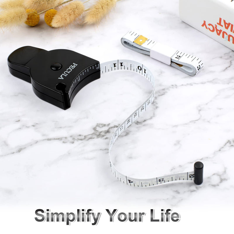 Body Measuring Tape 60 inch, Body Tape Measure, Lock Pin and Push Button Retract, Body Measurement Tape, White
