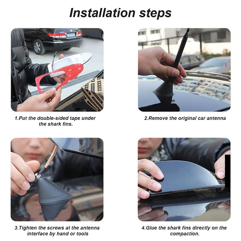 Shark Fin Aerial Antenna for Car Roof, Automotive Top Roof AM/FM Radio Signal Base Cover, Vehicle Shark Fin Shape Decor with Adhesive Tape, Car Accessories Universal for Trucks, SUV, Van (Silver) Silver