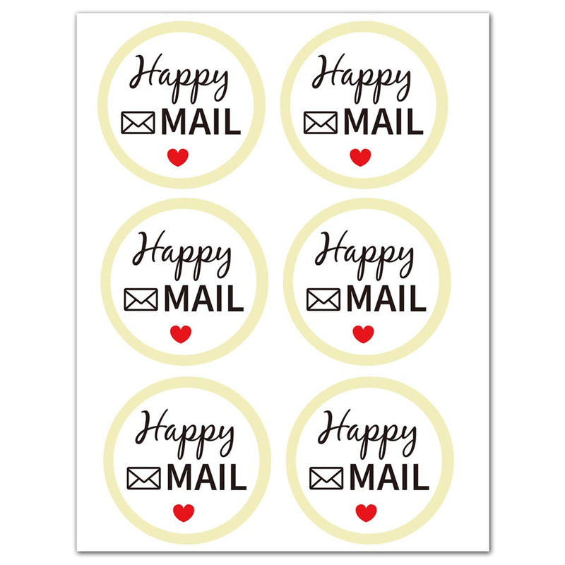 Remarkable Round Happy Mail Stickers, 2 Inch Red Heart/Happy Mail Labels-Packaging Envelope Sealing Stickers for Small Business, Online retailers,Small Shops and More.(504 pcs) (2 inch)