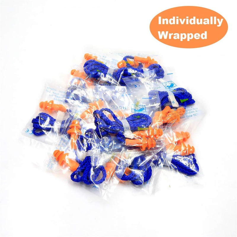 10 Pair Corded Ear Plugs for Shooting Range Ear Protection for Gun Range - Hunting Ear Plugs Individually Wrapped Shooting Ear Buds Hunting Ear Protection Hearing Protection Ear Plugs for Construction 10 Pair (Pack of 1)