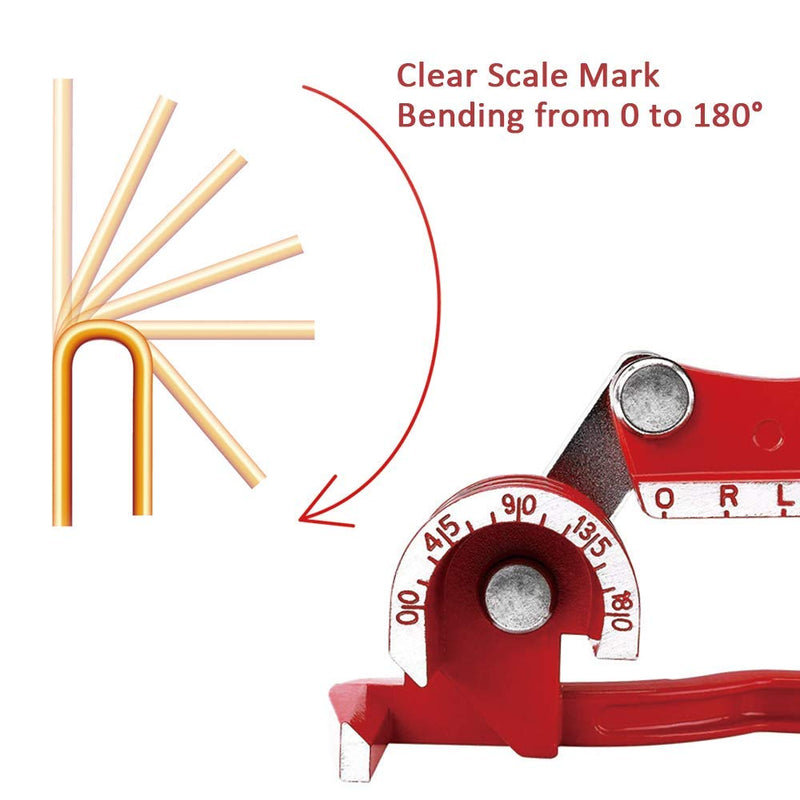 Wostore 180 Degree Tubing Bender for 1/4 5/16 and 3/8 Inch Copper Aluminum Thin Stainless Steel Red