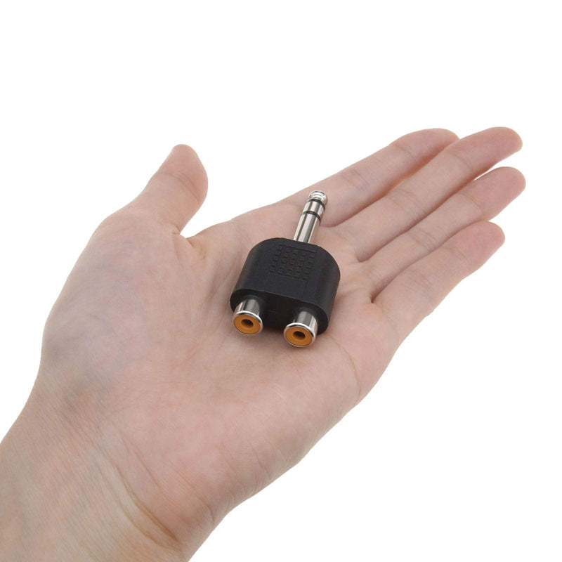 5Pcs 6.35mm 1/4 Inch Stereo Male Plug to Dual RCA Phono Female Socket Jack Connectors Audio Converters Y Splitter Adapters