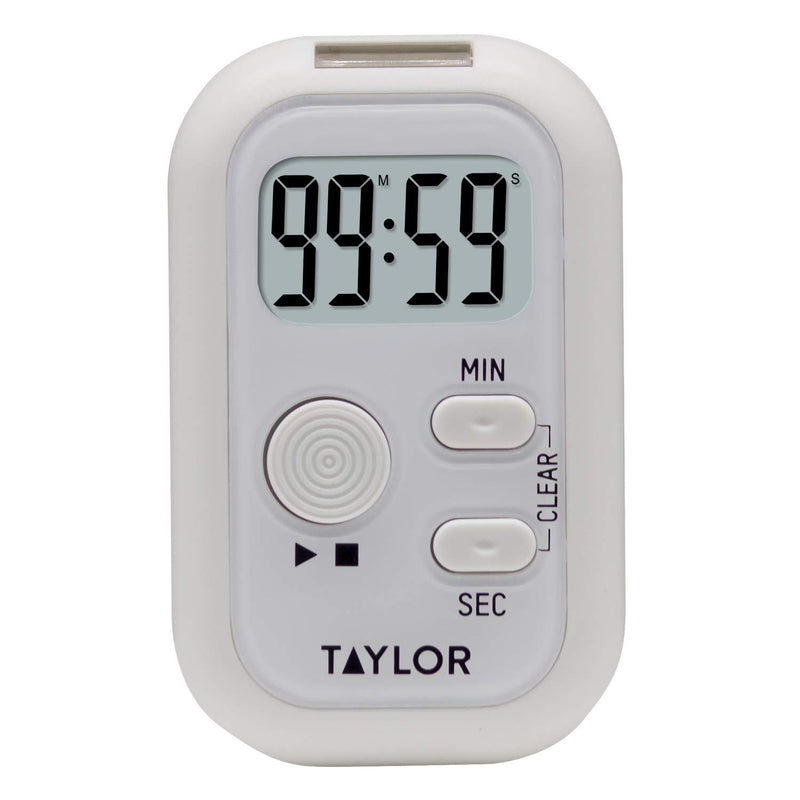 Taylor Precision Products Multi-Alert (Sound, Light, Vibration) Digital Timer, Standard, White Multi-Alert Digital Timer