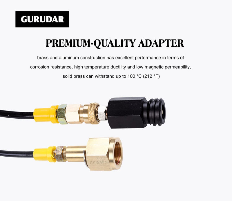 GURUDAR CO2 Cartridges CO2 Tank Direct Adapter with 60Inch High Pressure Hose, CGA320 CO2 Cylinder to Sparkling Water Maker Soda Maker direct Connector for SodaStream Drinkmate Aarke Black