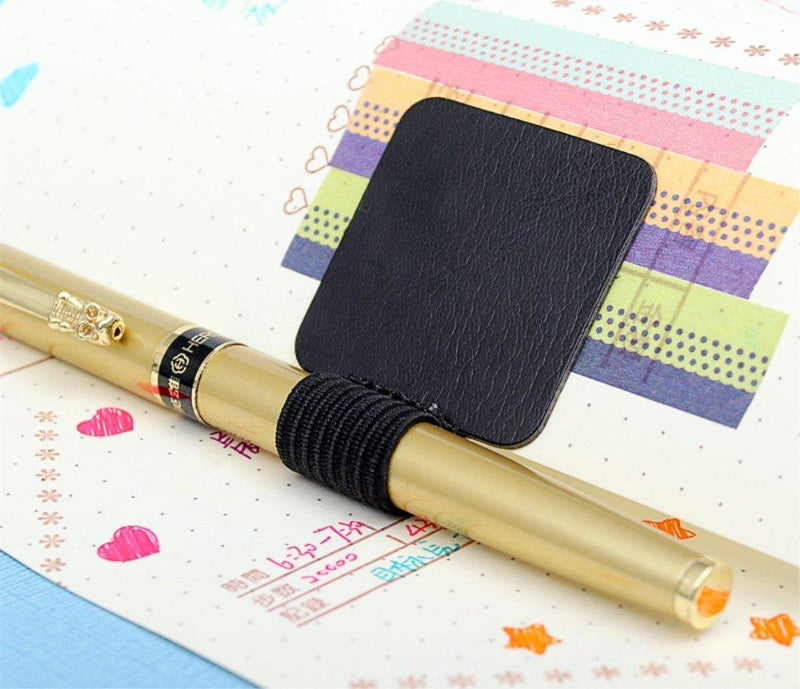 yueton 5pcs Self-Adhesive Leather Pen Holder with Elastic Loop for Notebooks, Journals, Planners and Calendars