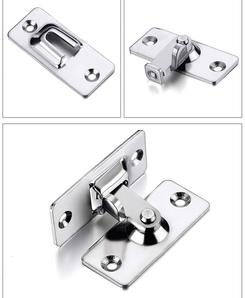 Door Hasp Latch 90 Degree, Stainless Steel Safety Angle Locking Latch for Push/Sliding/Barn Door, Satin Nickel MK2 1pcs small