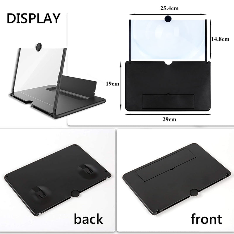 Smartphone Screen Magnifier Stand 14 Inch 3D Foldable Amplifier for Cell Phone with Adjustable Angle A Black-14inch