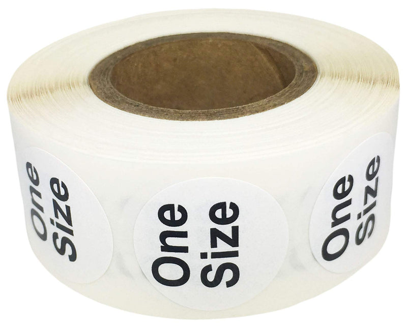 White Circle One Size Clothing Size Stickers for Retail Apparel 0.75 Inch 500 Total Adhesive Labels