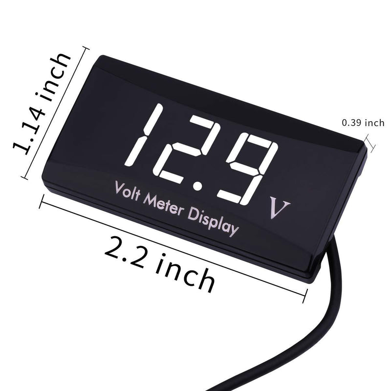 DC 12V Car Digital Voltmeter Gauge - AIMILAR LED Display Voltage Volt Meter for Car Motorcycle (White) White