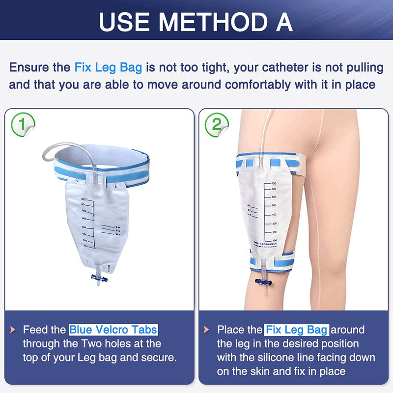 Catheter Leg Bag Holder Foley Catheter Urine Drainage Bag Support Fix Straps with Extra Padded and Soft Elastic Fabric (Pack of 2)