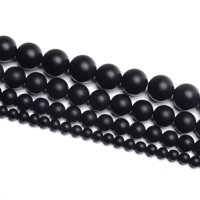 NCB Black Matte Onyx Beads 200pcs 4mm Round Gemstone Beads Spacer Charm Beads Natural Stone Loose Beads for Bracelet Necklace Jewelry Making 4mm 6mm 8mm 10mm (Matte Black Onyx, 4mm 200pcs) Matte Black Onyx