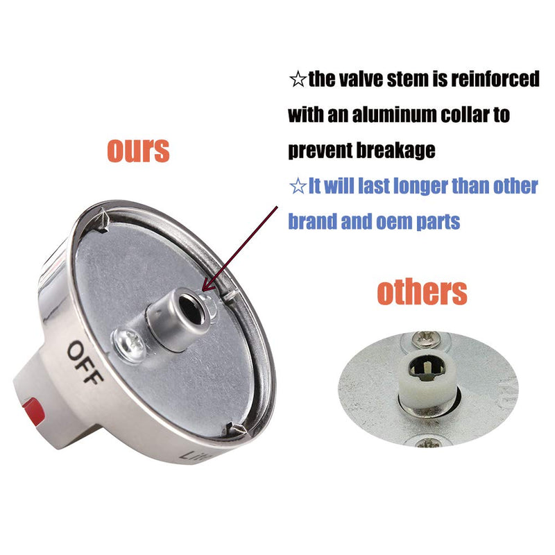[Upgraded] DG64-00473A Top Burner Control Dial Knob Range Oven replacement Stainless Steel Compatible with Samsung Range Oven Gas Stove Knob NX58F5700WS NX58H5600SS NX58H5650WS NX58J7750SS (5pcs)