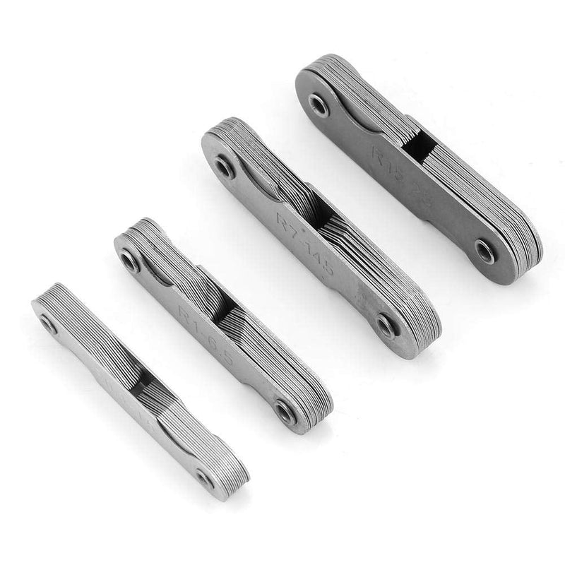 Hyuduo 4pcs Radius Gauges, Stainless Steel Concave Convex Arc Gage Pocket Measure Tool R0.3-1.5/ R1-6.5/ R7-14.5/ R15-25mm Gage Replacement