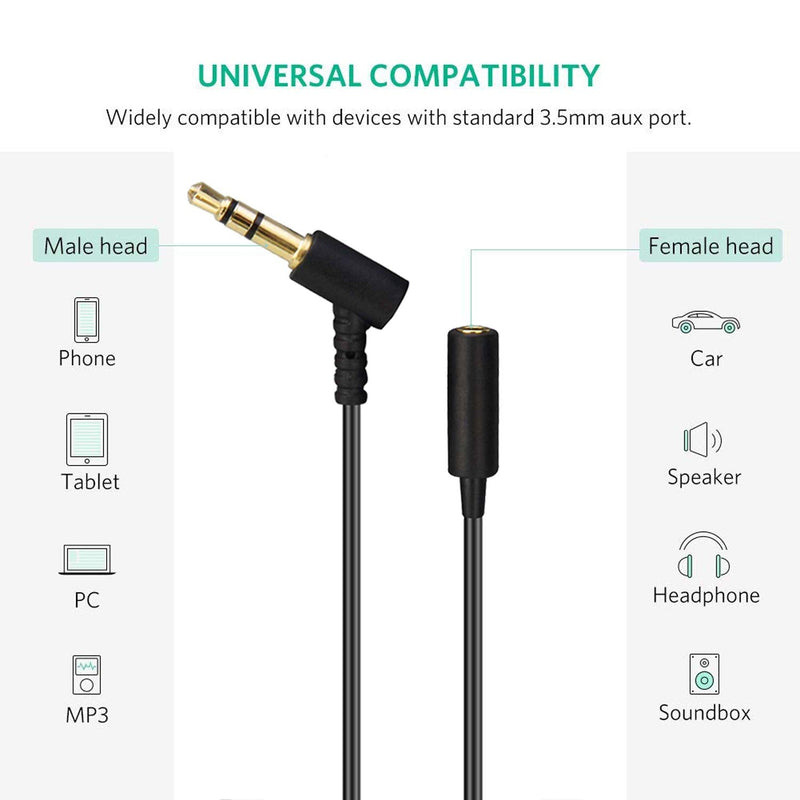 Headphones Extension Cable Cord Line Compatible with Bose On-Ear Headphones, Earphone, Speakers / 3.5mm Male to Female Replacement Stereo Audio Cable - 4FT