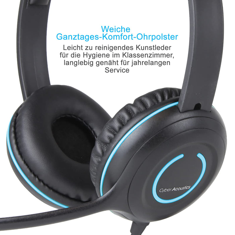 Cyber Acoustics Stereo PC Headset, 3.5mm Connection, in-line Control for Volume, Noise Cancelling Mic & Adjustable Mic Boom for PC, Mac & Tablets, Perfect for Classroom, Home or Office (AC-5002A) 1 Unit