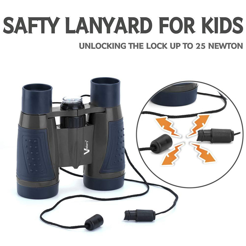 Vanstarry Compact Binoculars for Kids Bird Watching Hiking Camping Fishing Accessories Gear Essentials Best Toy Gifts for Boys Girls Children Toddler Waterproof 5X30 Optical Lens Including Compass Black