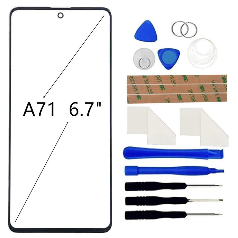 FainWan Front Screen Glass Outer Panel Lens Replacement +OCA Repair Tools Kit Compatible with Samsung Galaxy A71 5G A716 A716U A716F 2020 6.7inch Black Adhesive