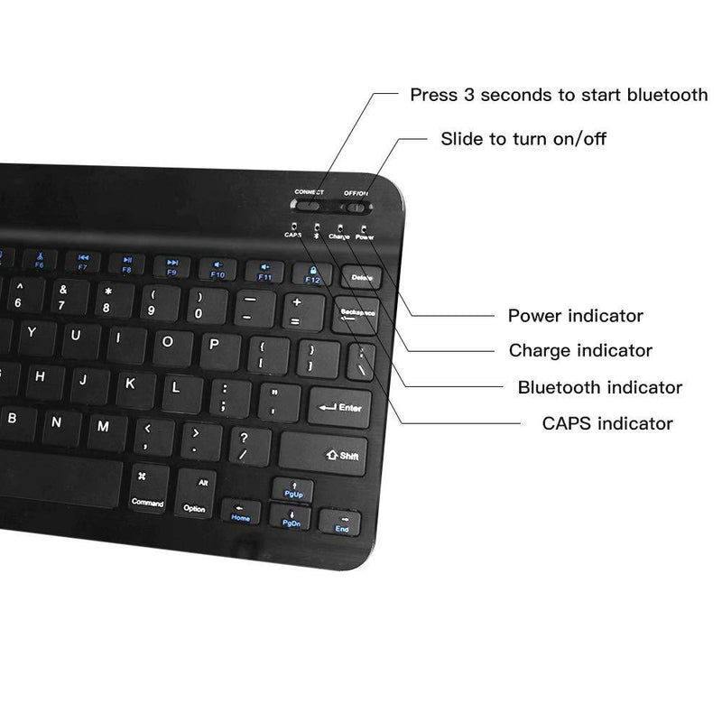 XIWMIX Ultra-Slim Wireless Bluetooth Keyboard - Universal Rechargeable Bluetooth Keyboard Compatible with iPad Pro/iPad Air/iPad 9.7/iPad 10.2/iPad Mini and Other iOS Android Windows Devices black