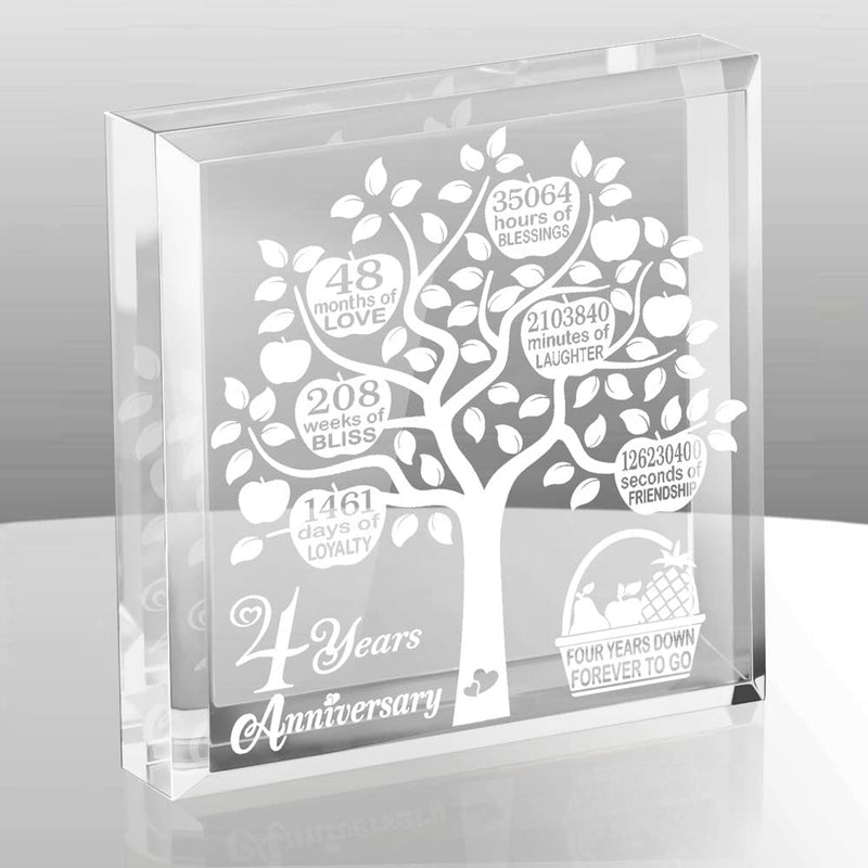 4 Years Wedding Anniversary, 4 Years of Marriage, 4 Years Together, Traditional Fruit Gift for 4th Anniversary, Husband & Wife, 4 Years Down Forever to Go Keepsake and Paperweight