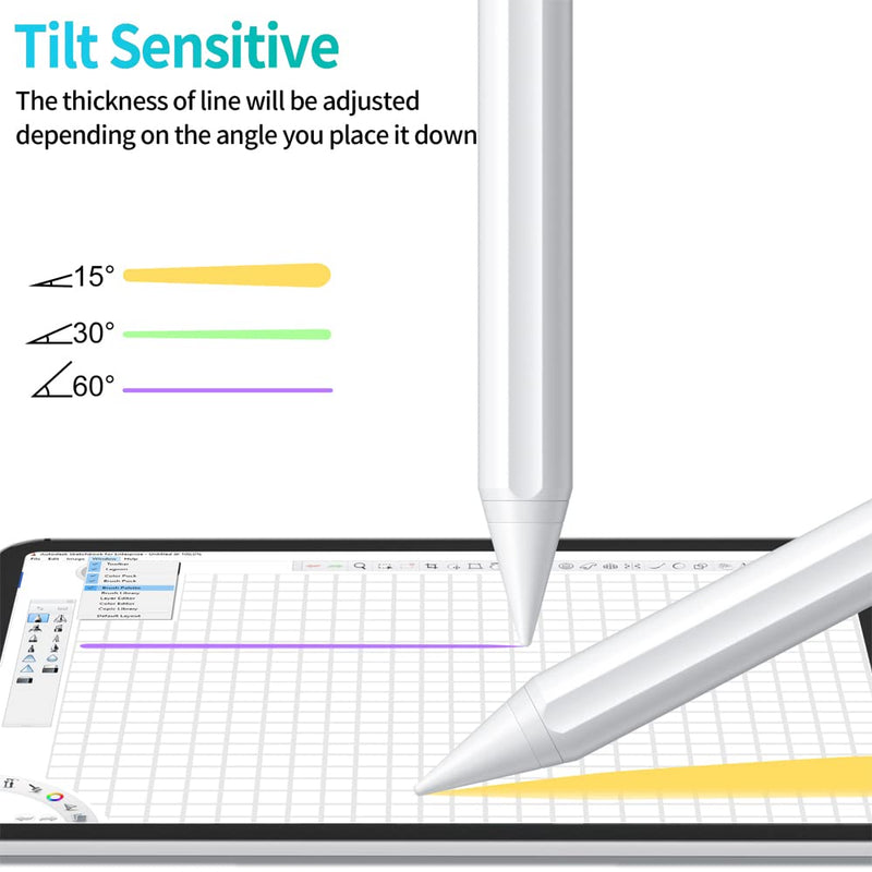 Stylus Pen for Apple iPad with Palm Rejection and Magnetic.Digital Pencil for IPad 2018-2021,for iPad 6/7/8th/9th,Air/4th, Mini 5th/6th,iPad Pro 3rd/4th (11"&12.9"),Precise Drawing and Writing White 2nd Gen